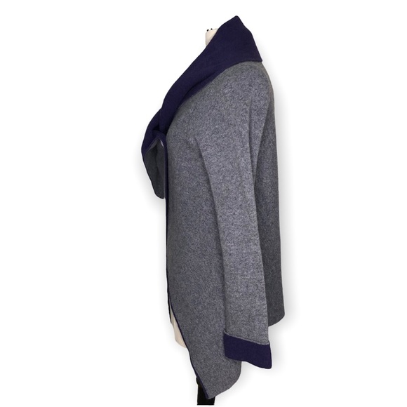 A IDA Grey & Purple One Button Cardigan Sweater Wool Blend - Picture 4 of 9